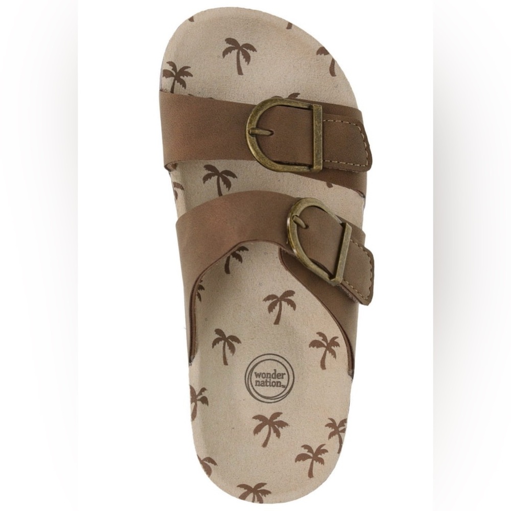 Wonder Nation Brown Double-Buckle Kids Sandal- Youth 3
